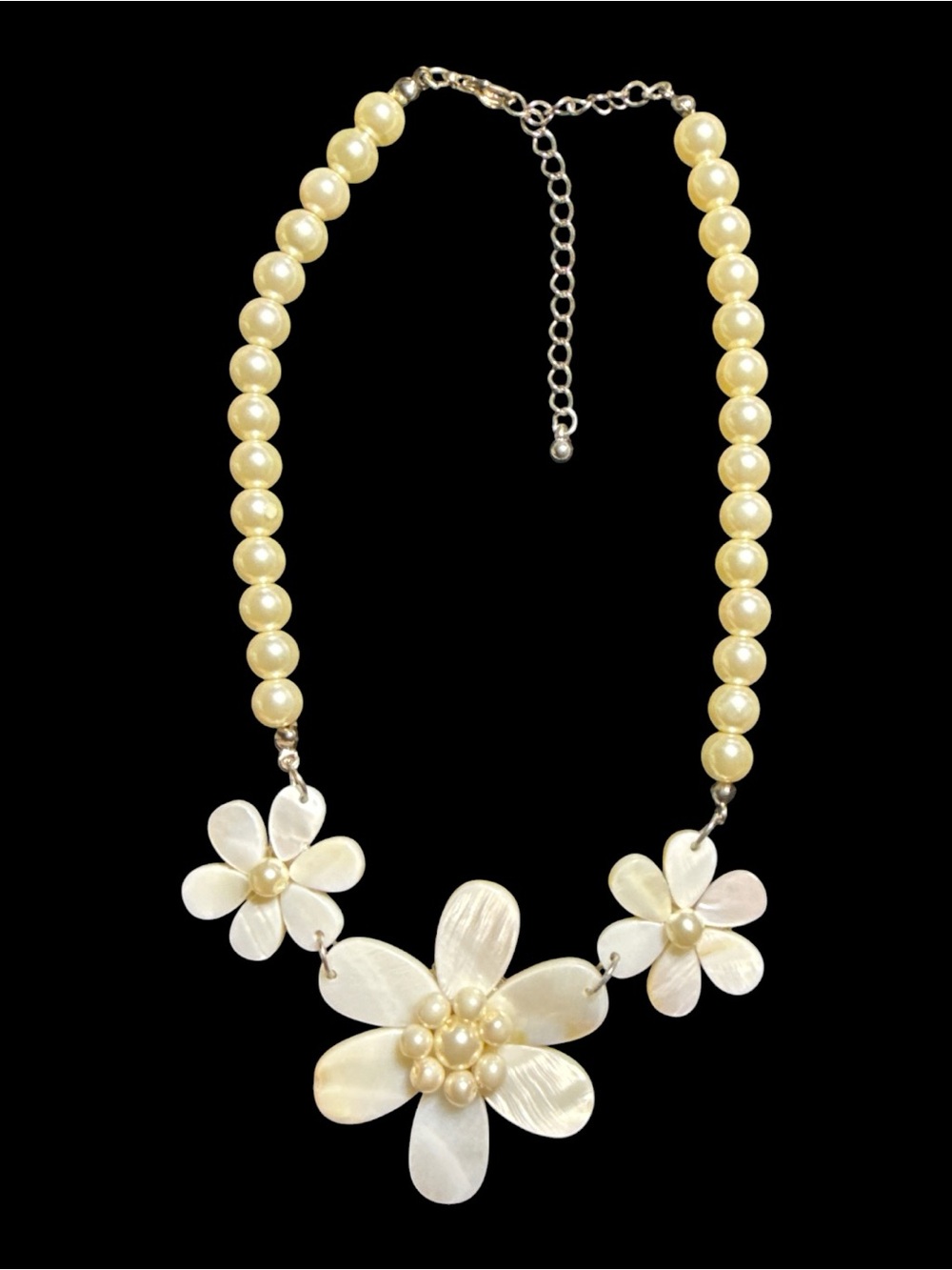 Mother of Pearl Floral Faux Pearl Statement Necklace